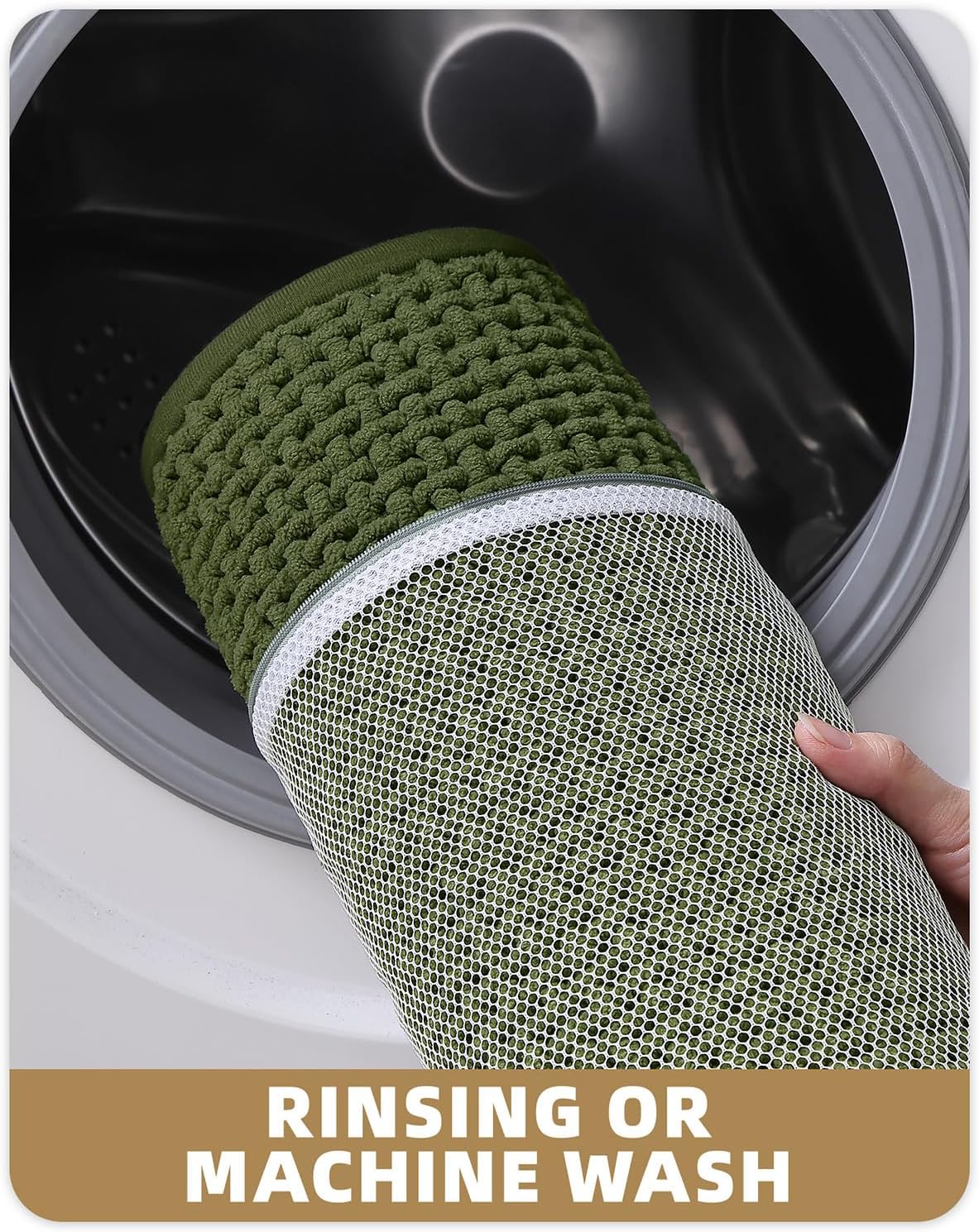 Color&Geometry Chenille Pile Bathroom Rugs Upgraded Denser, 17"x29.5" Non Slip Absorbent Green Bath Mats for Bathroom Thin Fit Under Door, Washable Quick Dry, Standard Sized - Image 6