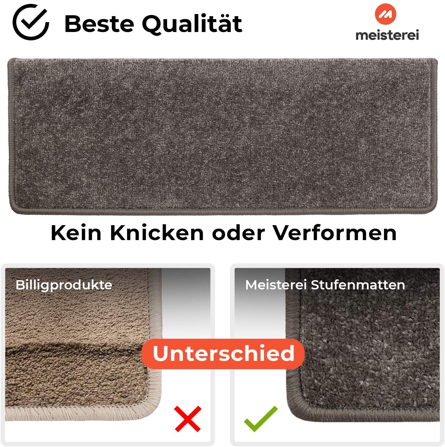 casa pura 1 Stück Treppenstufen Matten, Stufenmatte innen für Treppe, Dynasty Velours Treppenteppich selbstklebend, Teppich für Treppenstufen (rechteckig, Anthrazit)