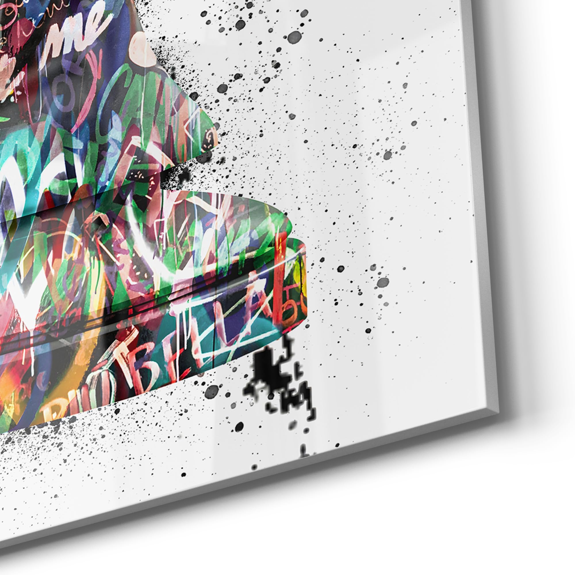 DEQOART Lavagna magnetica in vetro | 60 x 90 cm | motivo "Urbane Identitätskunst" | Lavagna magnetica con magneti, penna e panno per cucina e ufficio, lavagna magnetica e scrivibile