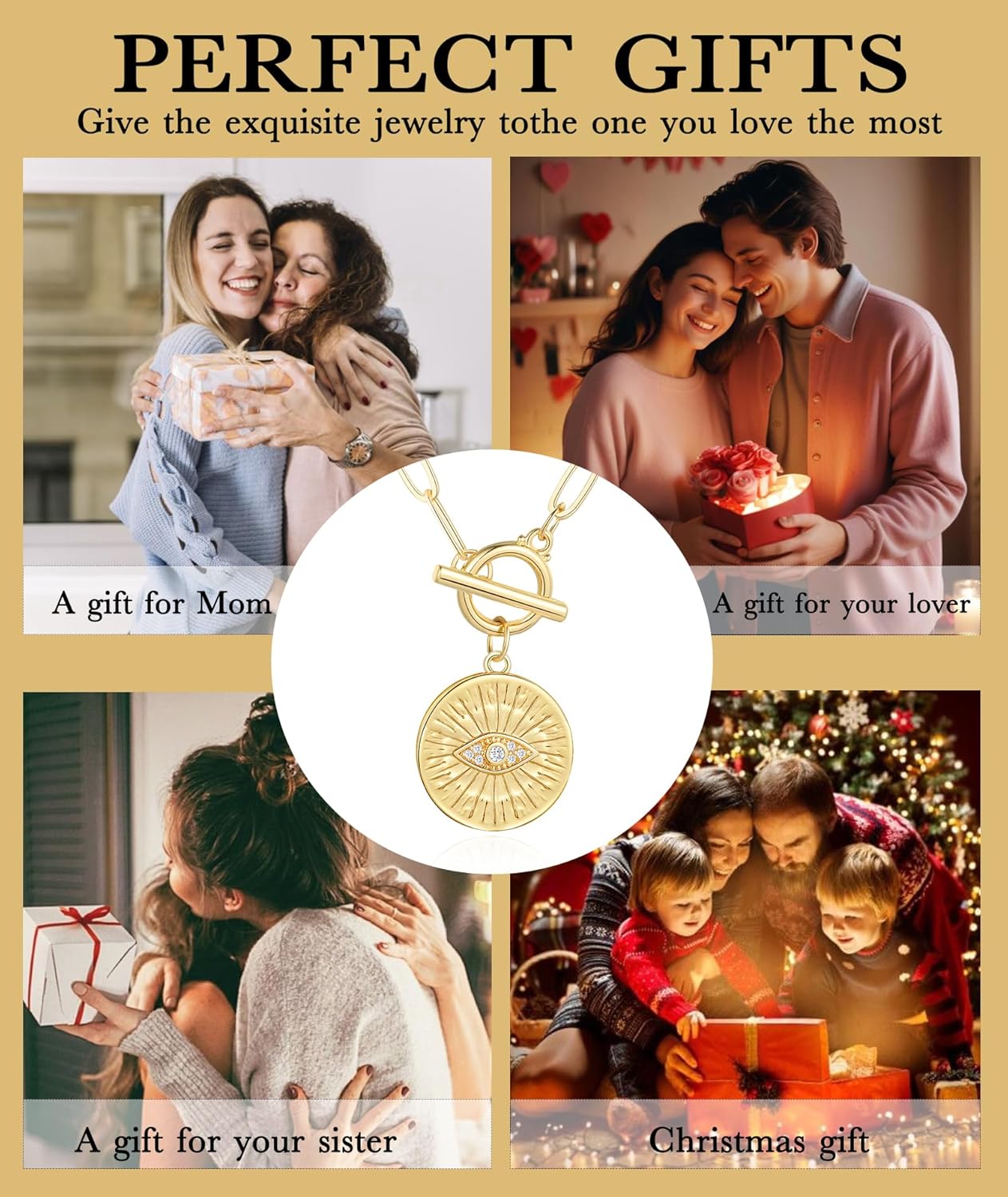 Chunky Gold Necklace for Women Trendy Non Tarnish 14K Gold Plated Statement Paperclip Chain Charm Necklaces Cross Pearl Heart Evil Eye Clover Spiral Pendant Necklace Birthday Gifts for Women Jewelry - Image 7