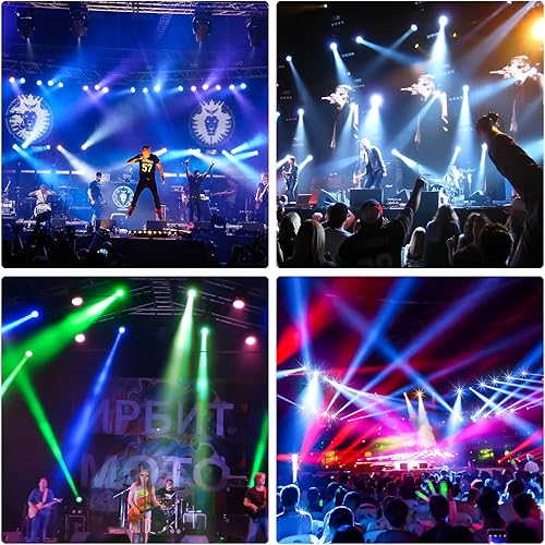 Vista 7 de Luces de cabeza móvil de 150 W, luces de DJ RGBW, 17 Gobos, 13 colores, 16 canales DMX 512 con sonido activado para iluminación de escenario, boda