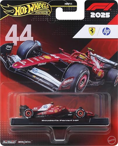 Hot Wheels 1:64 Scale Premium Die-Cast Formula 1 Collectible Toy Race Car with Real Riders Tires & Metal/Metal Body & Chassis, JKD86