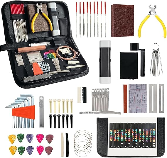 72PCS Guitar Tool Kit, Professional Guitar Maintenance Tool Kit for Guitar Ukulele Bass Banjo Luthier Tools Guitar Repair Tool Kit for Guitar Player or String Instrument Enthusiast Beginner