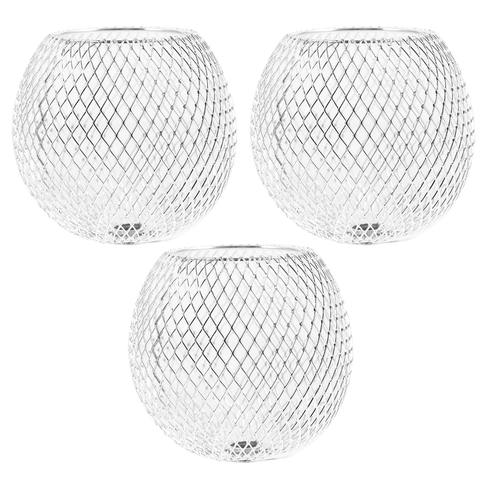 FOMIYES 3 Piezas Pantalla de Lámpara Esférica de Metal Artesanal Calada,