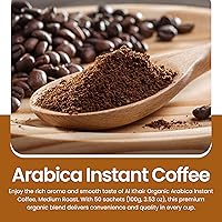 Vista 2 de Al Khair Arabia Saudita Instant Arabica Classic Café, paquetes, polvo, orgánico, granos arábica, café ecológico, sin OMG, 3.53 oz (2 gx50Stx)