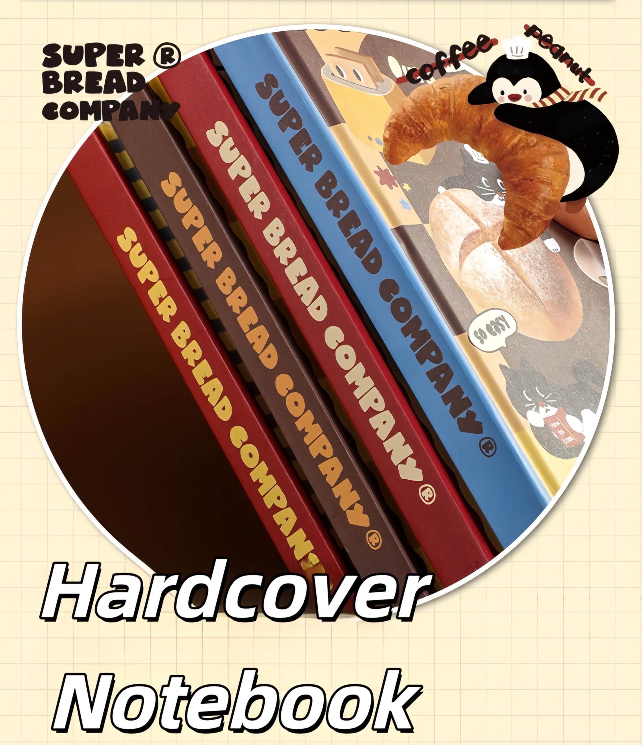 Juminocore Journal Notebook 192 Pages Cute Kidcore Beard Company Hardcover Notebooks for Women Teen Girls School Supplies Writing Note Taking Journaling Travel Diary Notepad 5.1x7.1 inch (Set of 4)