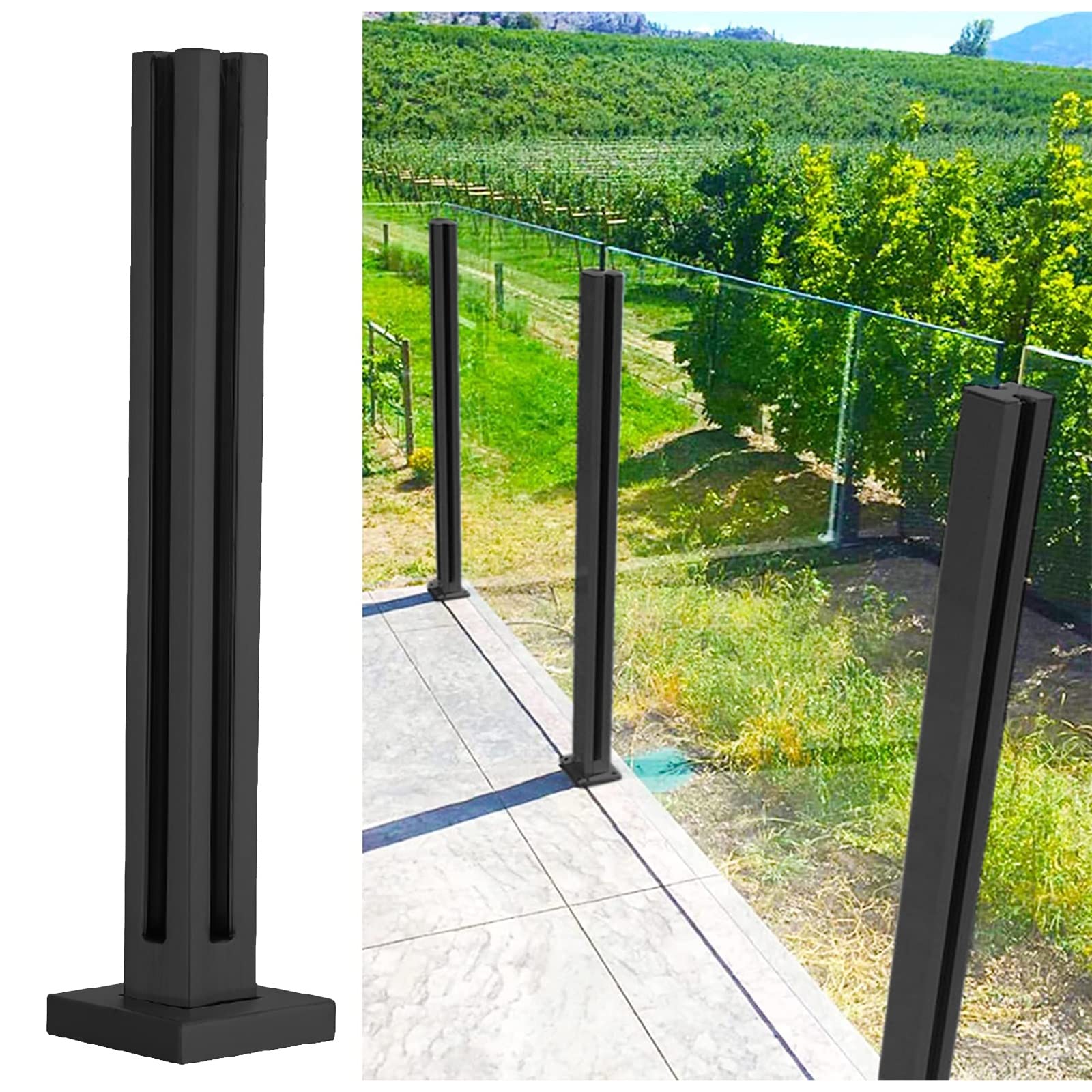 Pince de clôture de piscine en inox de 60 à 120 cm pour verre 10mm et 12mm