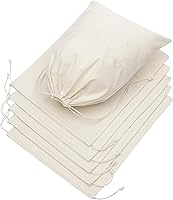 DR 100% Organic Cotton Muslin Drawstring Bags 12x16 Inch 6-Pack Beige - Shoe Storage, Pantry Organizer, Eco Gifts