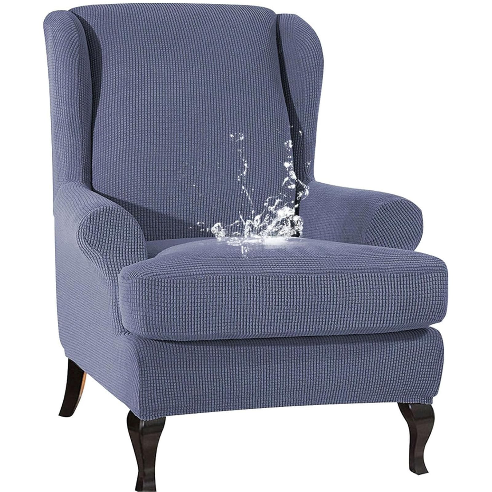 Leomix Waterproof Stretch Wingback Chair Slipcover, Wing Back Armchair Cover Sofa Cover Furniture Protector, Full Protection for Wingback Chair,C