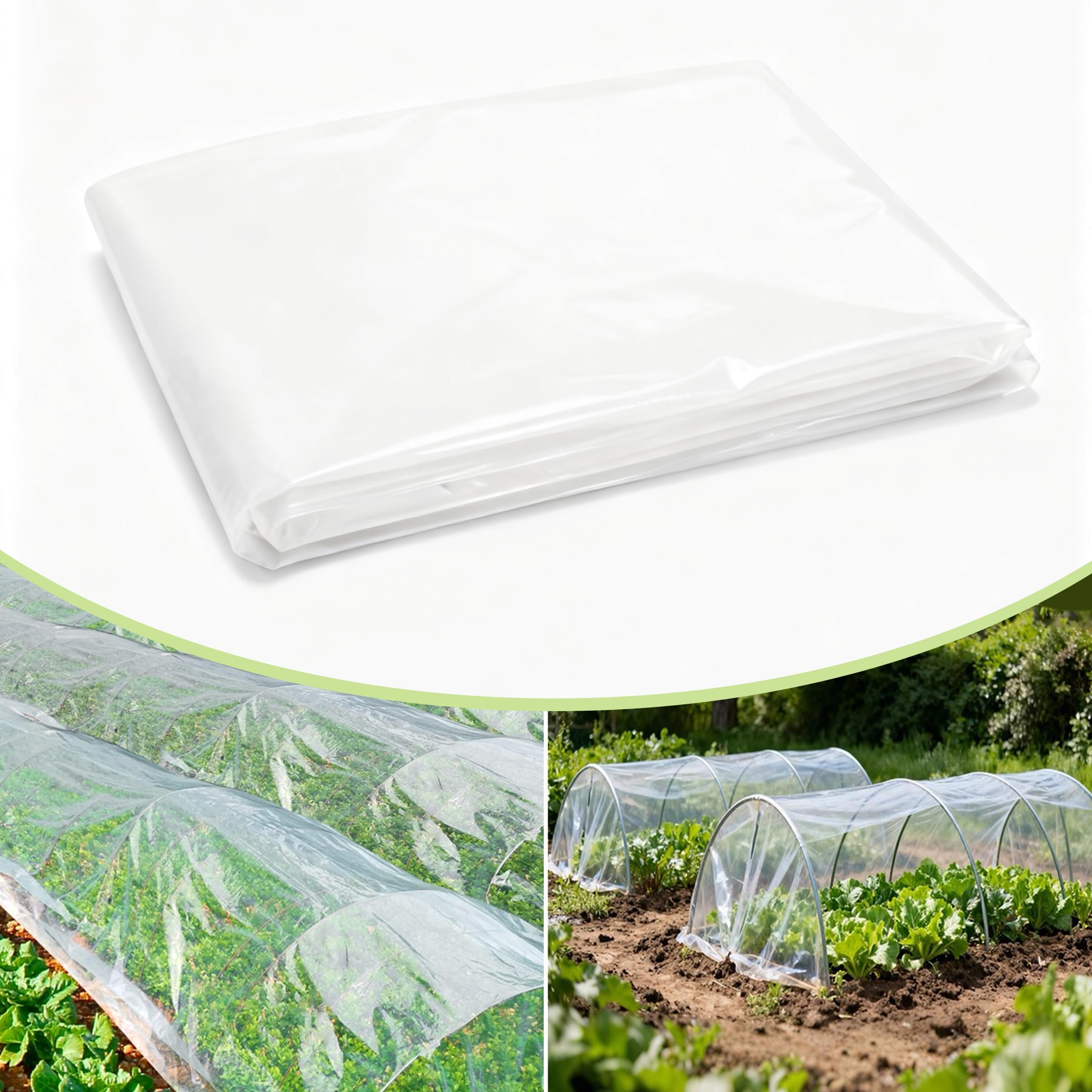 Heavy Duty Polythene Sheeting, 2M X 6M Clear Plastic Sheeting, Waterproof Cover for Gardening, Greenhouse, Building Insulation, Rubble Protection