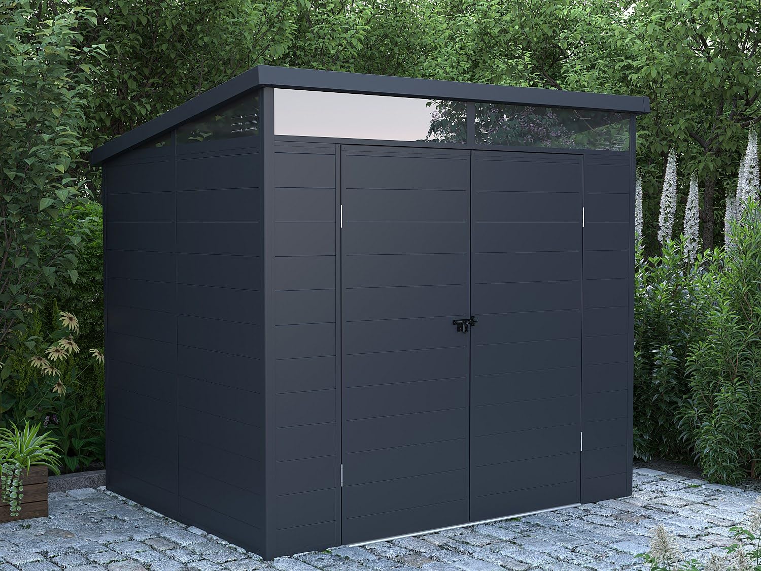 Venta-Unica - Caseta de jardÌn de Resina Gris Antracita 4 m≤ con Suelo - MINARO