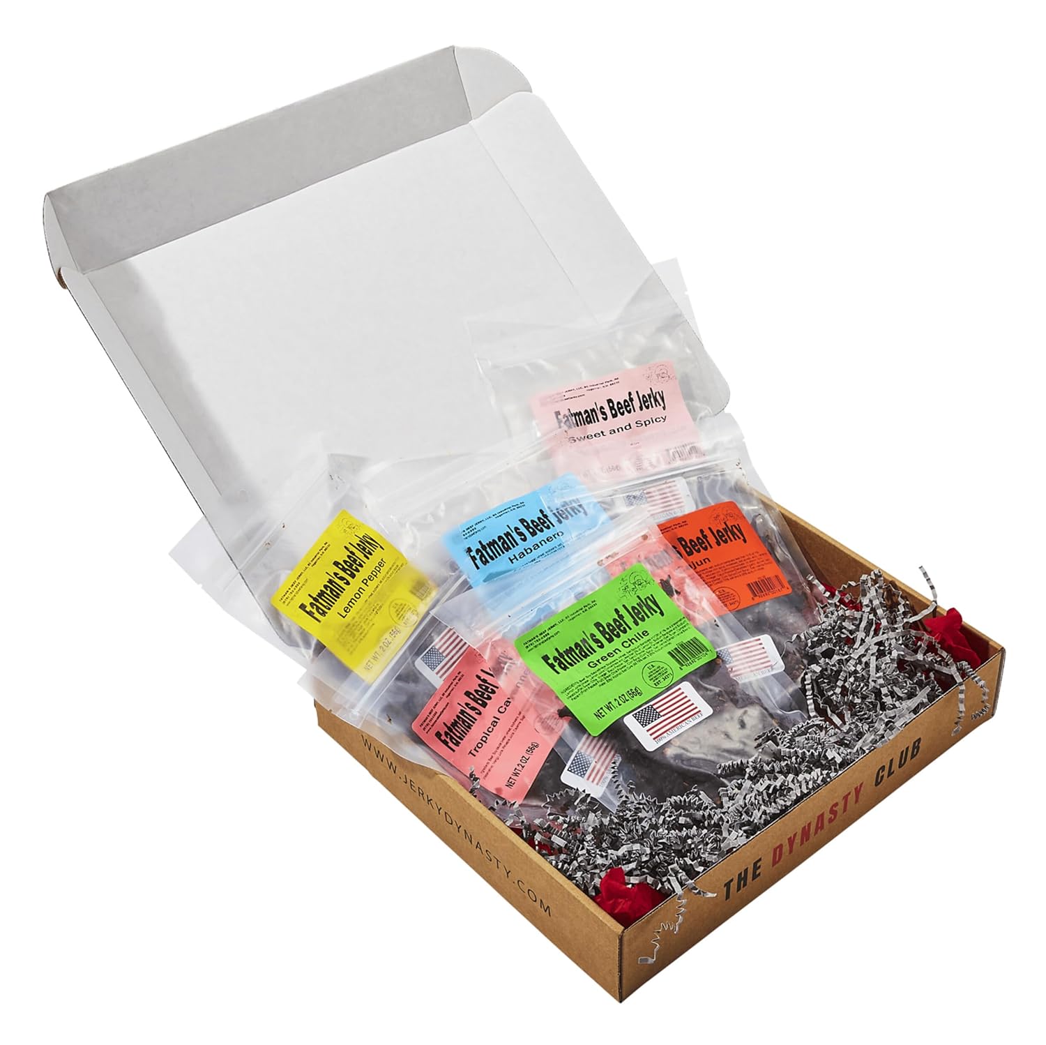 Jerky Dynasty Fatman's Beef Jerky Variety Pack - 6 Flavors Including Spicy Habanero, Green Chile & Savory Garlic Onion - Protein-Rich Snacks Variety Pack for Adults - Tasty Food for Sharing