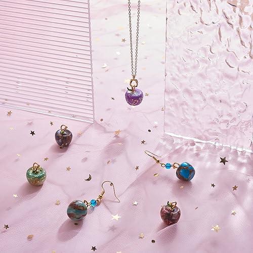 Miniatura 5 de 6 dijes de piedra natural de manzana de cristal con dije de cuarzo natural, línea de oro sintético, jaspe imperial para fabricación de joyas y