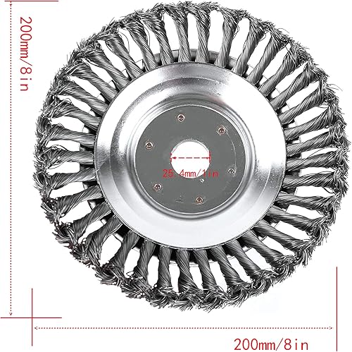 Miniatura 3 de Cuchilla de alambre de acero giratorio de 8 pulgadas para recortadoras de cuerdas, cortacésped de jardinería, eliminación de óxido de hierba de