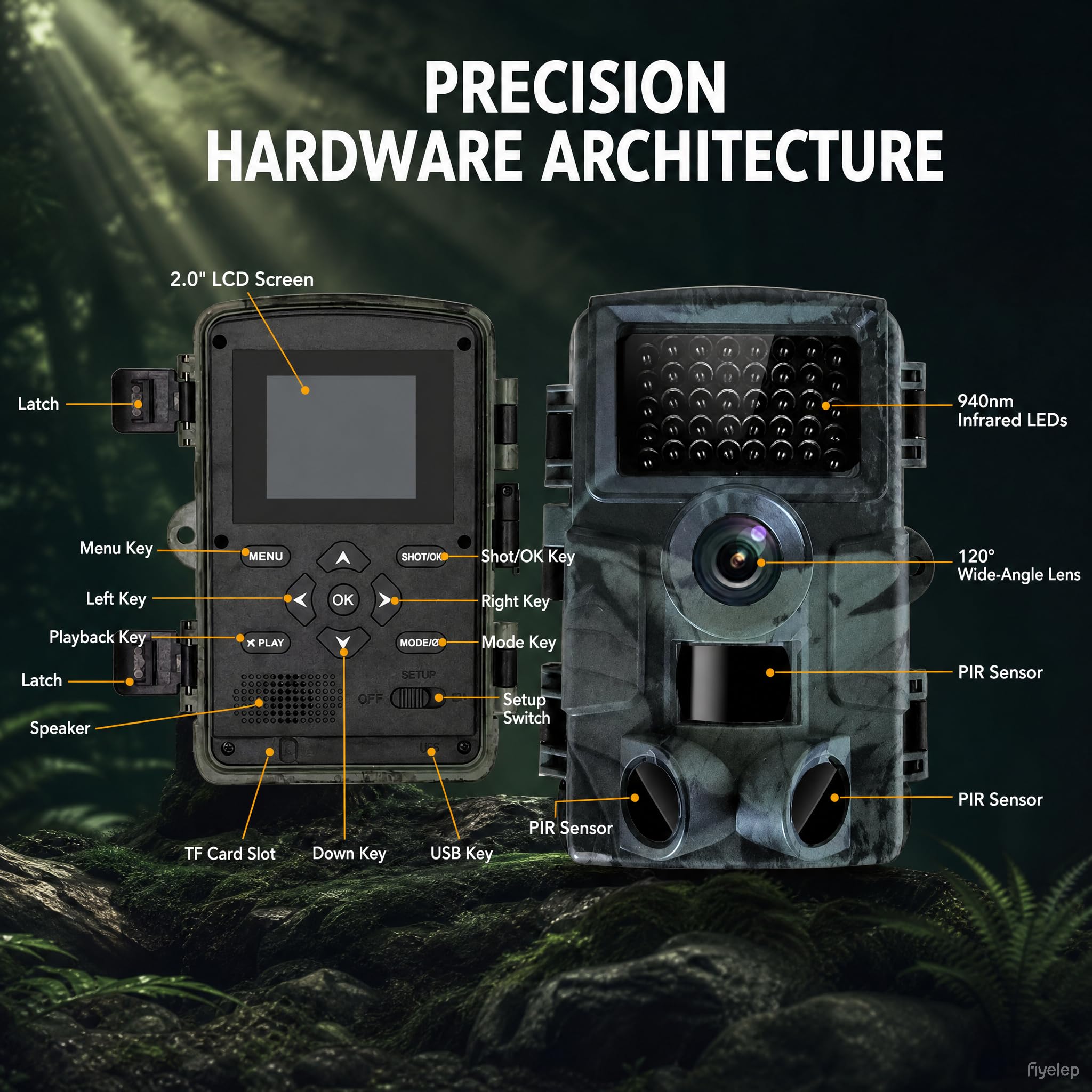 Piège Photo 4K 60MP WiFi App, 46 LED IR 25m Nuit IP66 120°