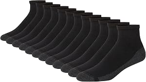 Hanes Men's Crew Socks Pack, 8 Pairs, Max Cushion Moisture-wicking Ankle Socks for Men, Cushioned Ankle Length