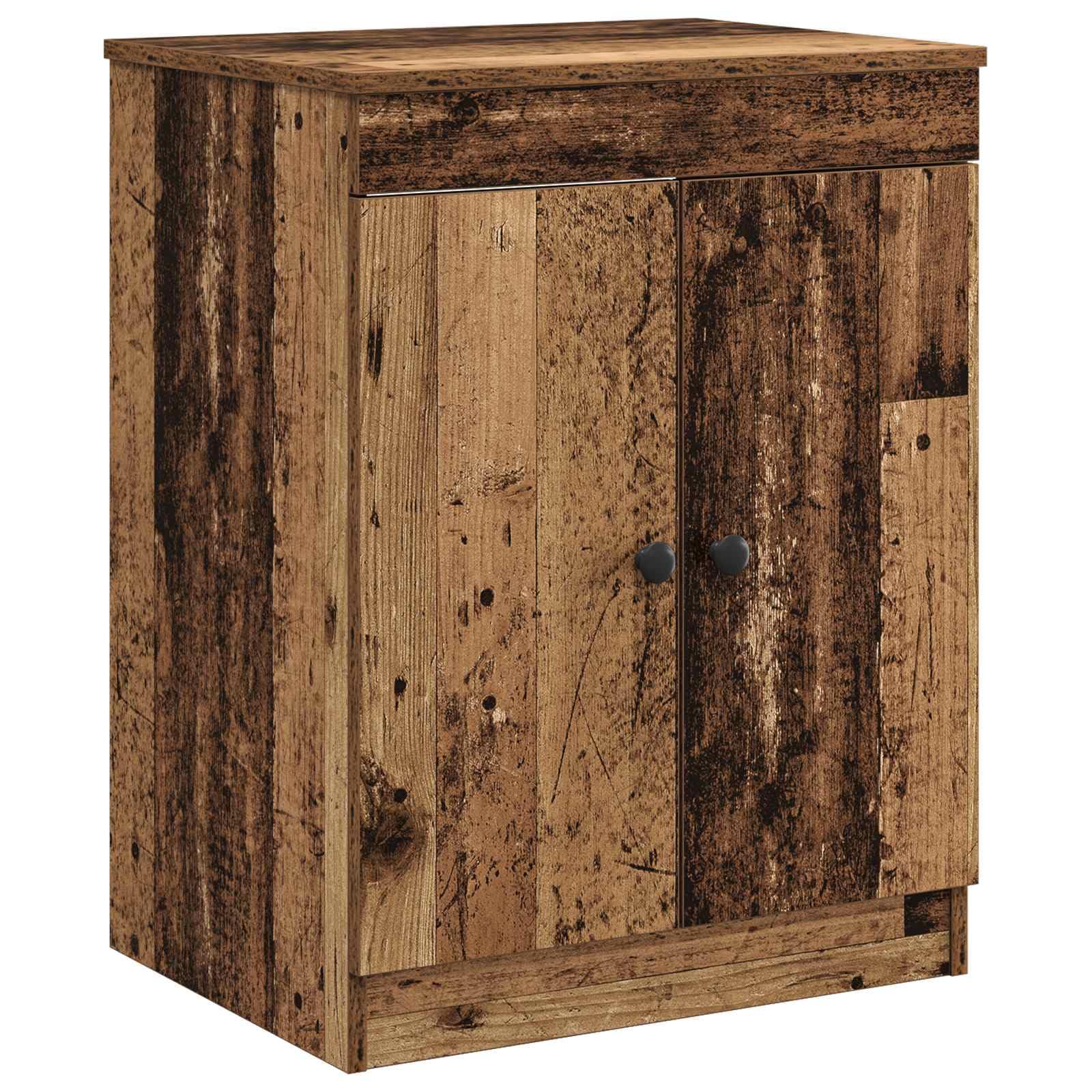 SYDE Drewniana szafka łazienkowa 54 x 41 x 70 cm | Otwarte półki, zawiasy 90 stopni, czarne metalowe gałki, konfigurowalna instalacja