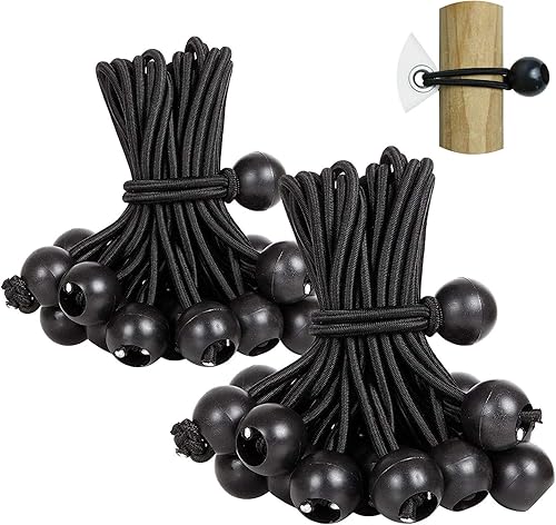 Cuerda elástica de bola, cuerda de amarre resistente de 6 pulgadas y correas elásticas de lona de 9 pulgadas, cuerda de fijación para tienda de