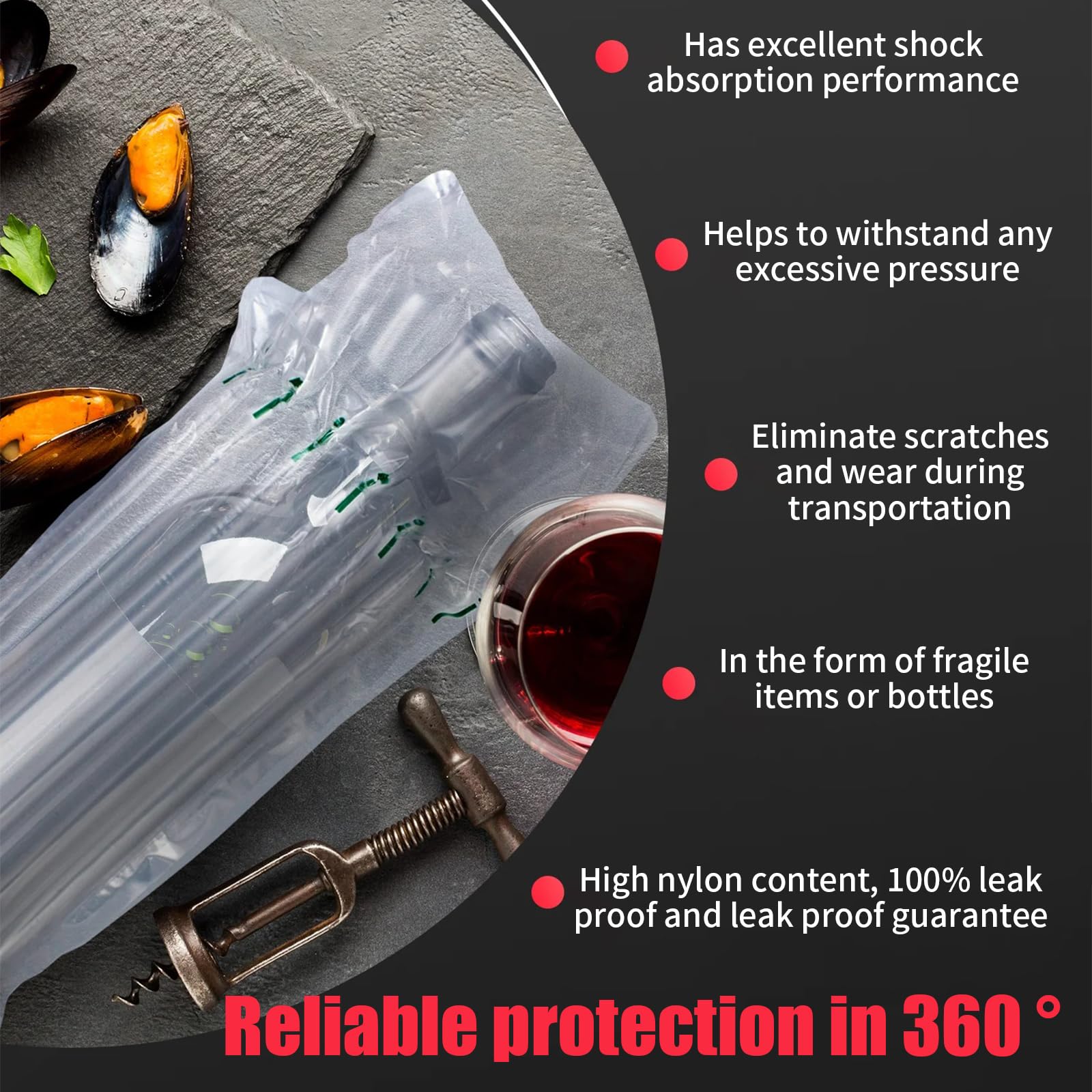 Lot de 10 protecteurs de bouteille de vin réutilisables avec pompe, coussin gonflable pour voyage, bagages, expédition et stockage en toute sécurité
