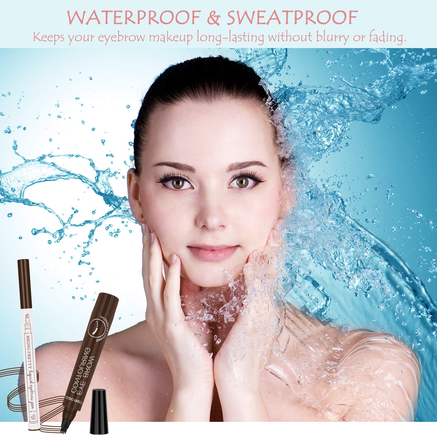Ainviata 2pcs Waterproof Liquid Eyebrow Pencil w/ Micro-Fork Tip Applicators, Microblading Eyebrow Pen Brown Eyebrow Tattoo Pen Creates Natural Makeup : Beauty & Personal Care