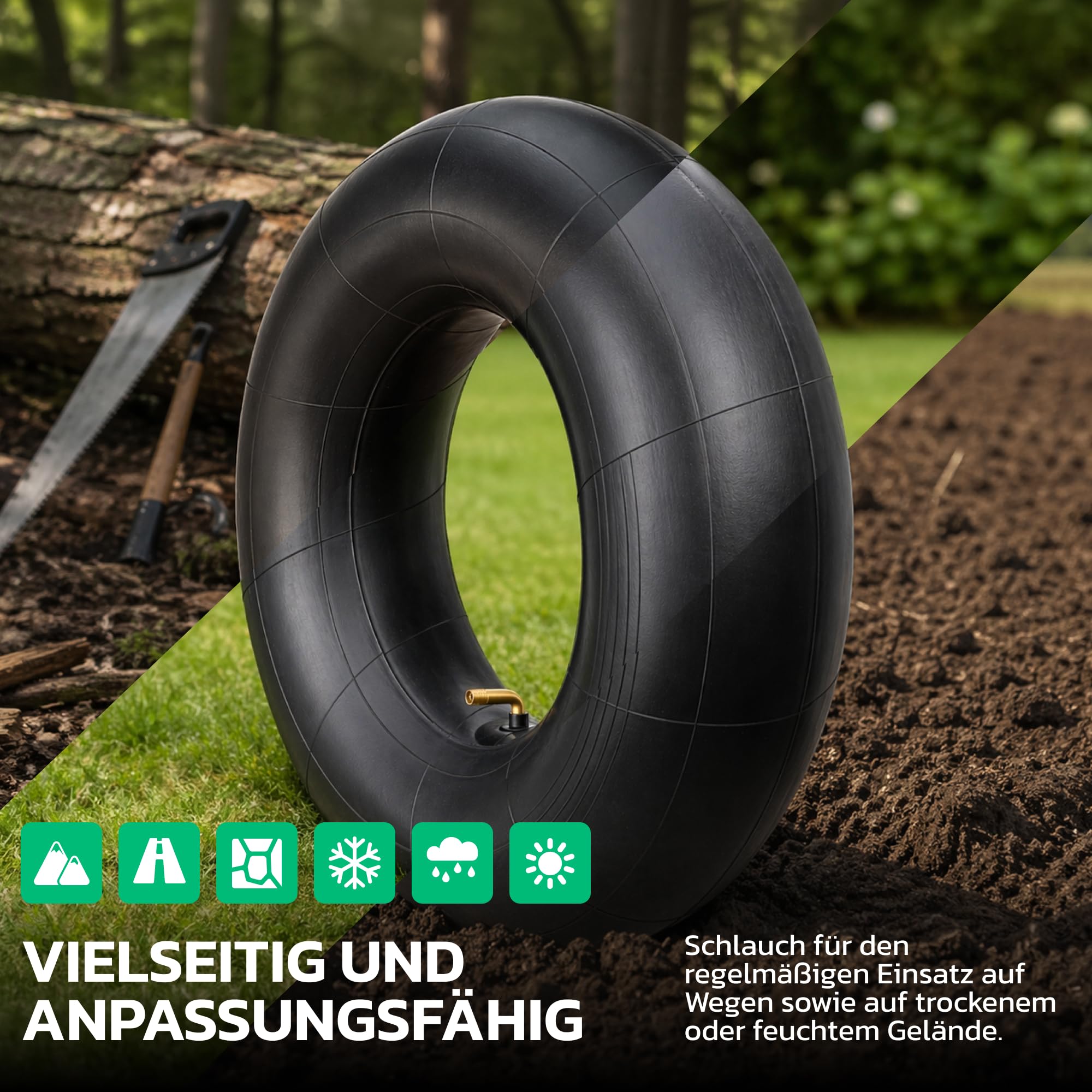 MoovMoov Schlauch 16 Zoll für Reifen 16x6.50-8 und 16x7.50-8 – für Aufsitzmäher, Rasentraktor, Gartenanhänger, Golfcart – Winkelventil – 2er-Set