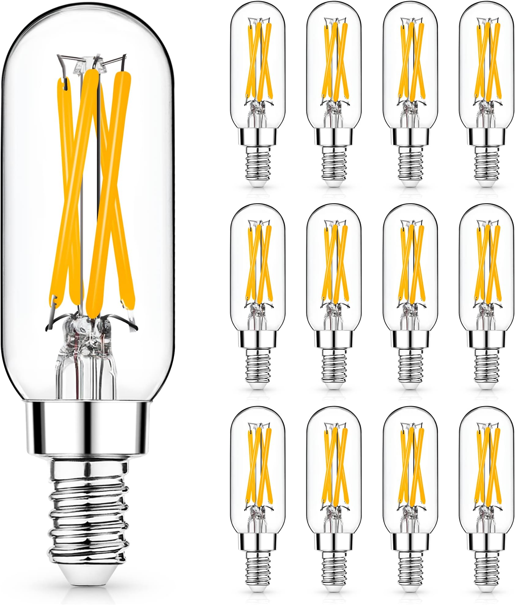 Mlambert 12 Pack E12 LED Edison Bulbs,4W Equal 40W e12 Candelabra Bulbs 2700K,Dimmable T6 T25 LED Bulbs,E12 Bulbs for Chandelier,not E26 Base