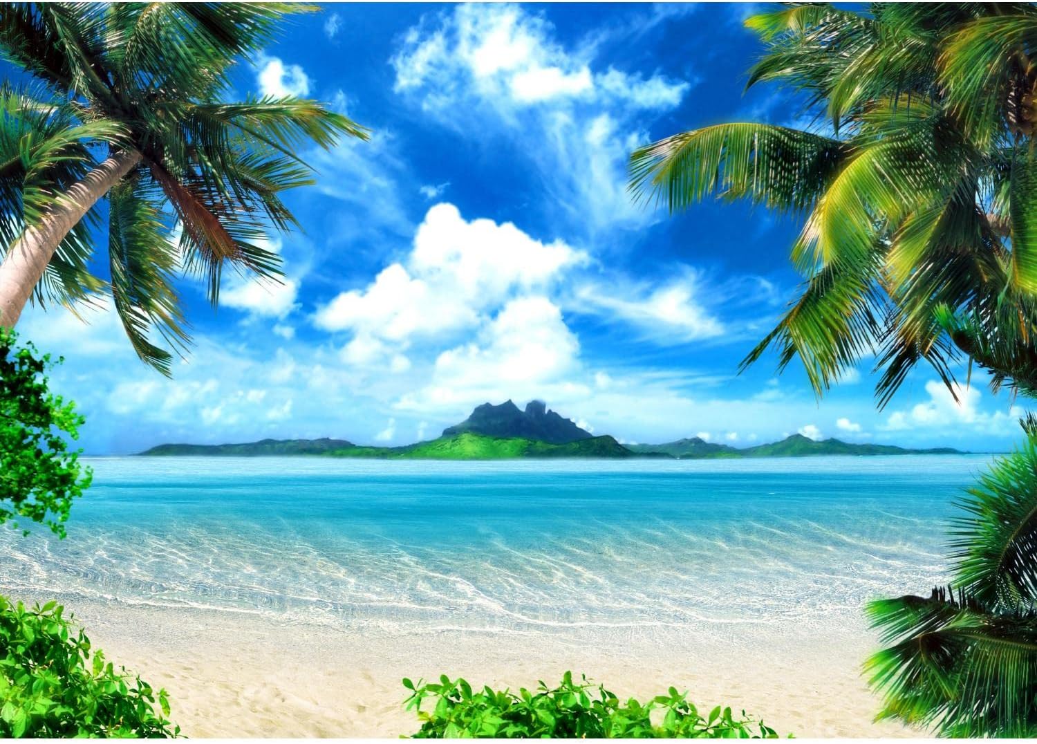Runa Art Photo Wallpaper Beach and sea 352 x 250 cm Non-Woven Wall Art XXL Moderne Living Room Bedroom Green Blue 9004011a