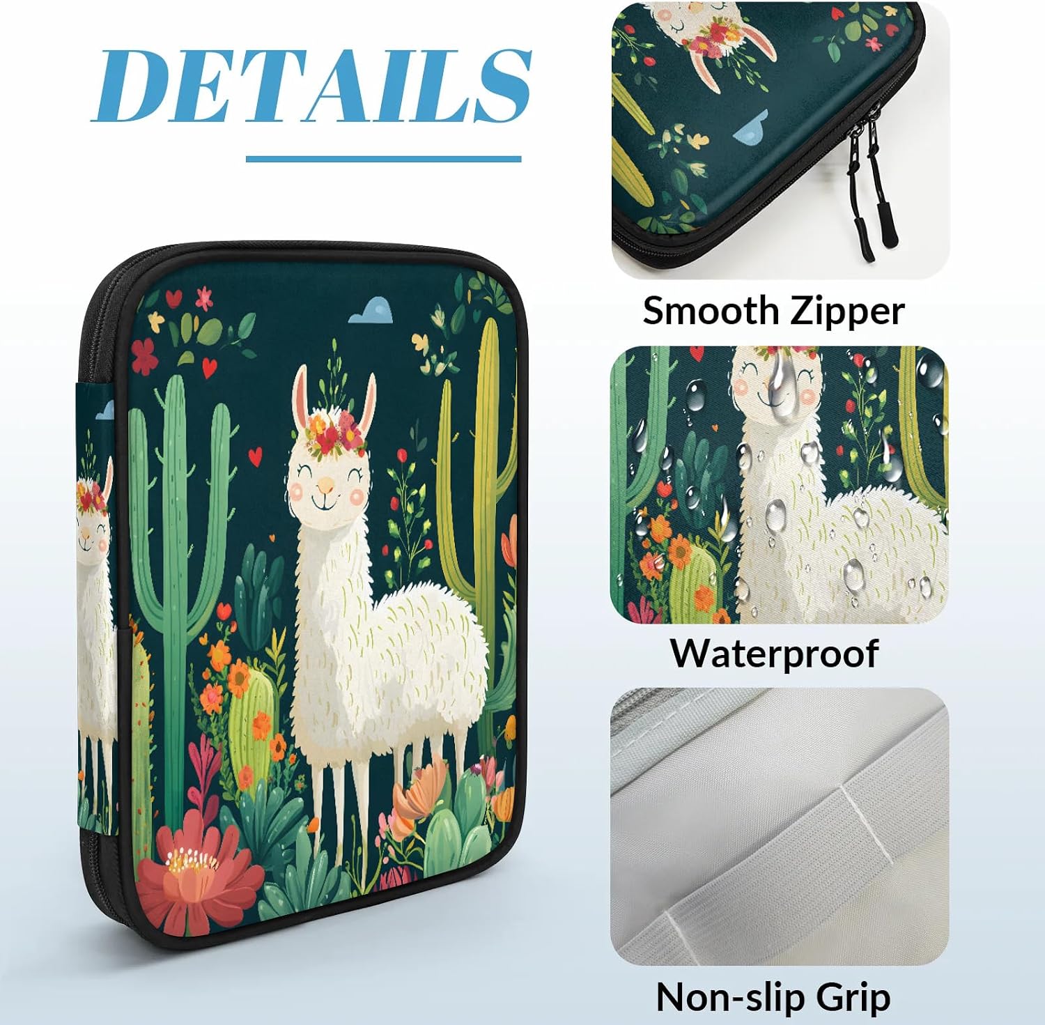 Alpaca Cord Organizer Travel Pouch Tech Electronic Accessories Case Cactus Cable Storage Bag for Charger, SD Card, USB image 5