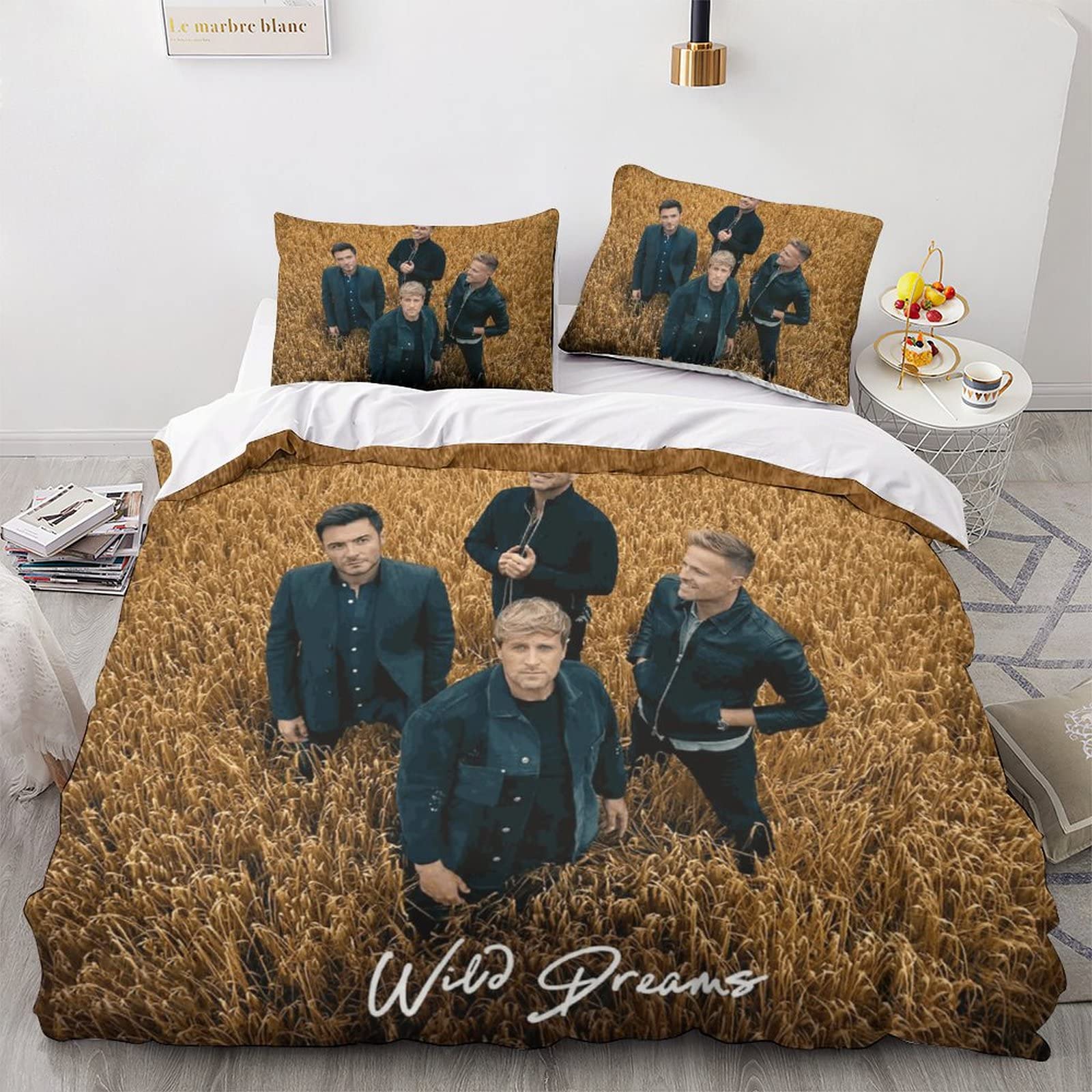 XYueww Westlife Band 3D Printed Duvet Cover Set Soft Quilt Cover with Pillowcases Microfiber Bedding Set 3Pieces Cover Suitable for Adults Teenager Kids with Zipper Closure Double（200x200cm）