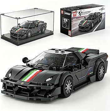 Mould King Car Building Toys with Acrylic Display Case, Model Race Car Toy Building Blocks Kit, Collectible Racing Vehicle Set for Kids Age 8+ Teens Adults, 358 Pieces