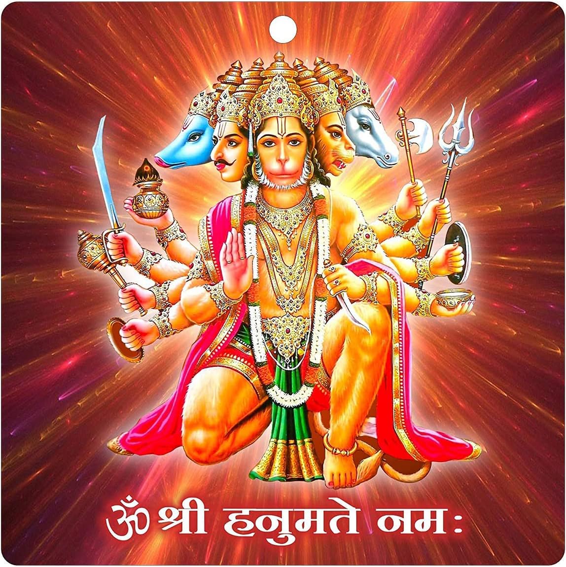 Panchmukhi Hanuman Wall Frame for South, South West Main Door Vastu Dosh Rectification Remedy of Home, Office and Factory Rectangular,Wood,Wall Mount,Multicolor