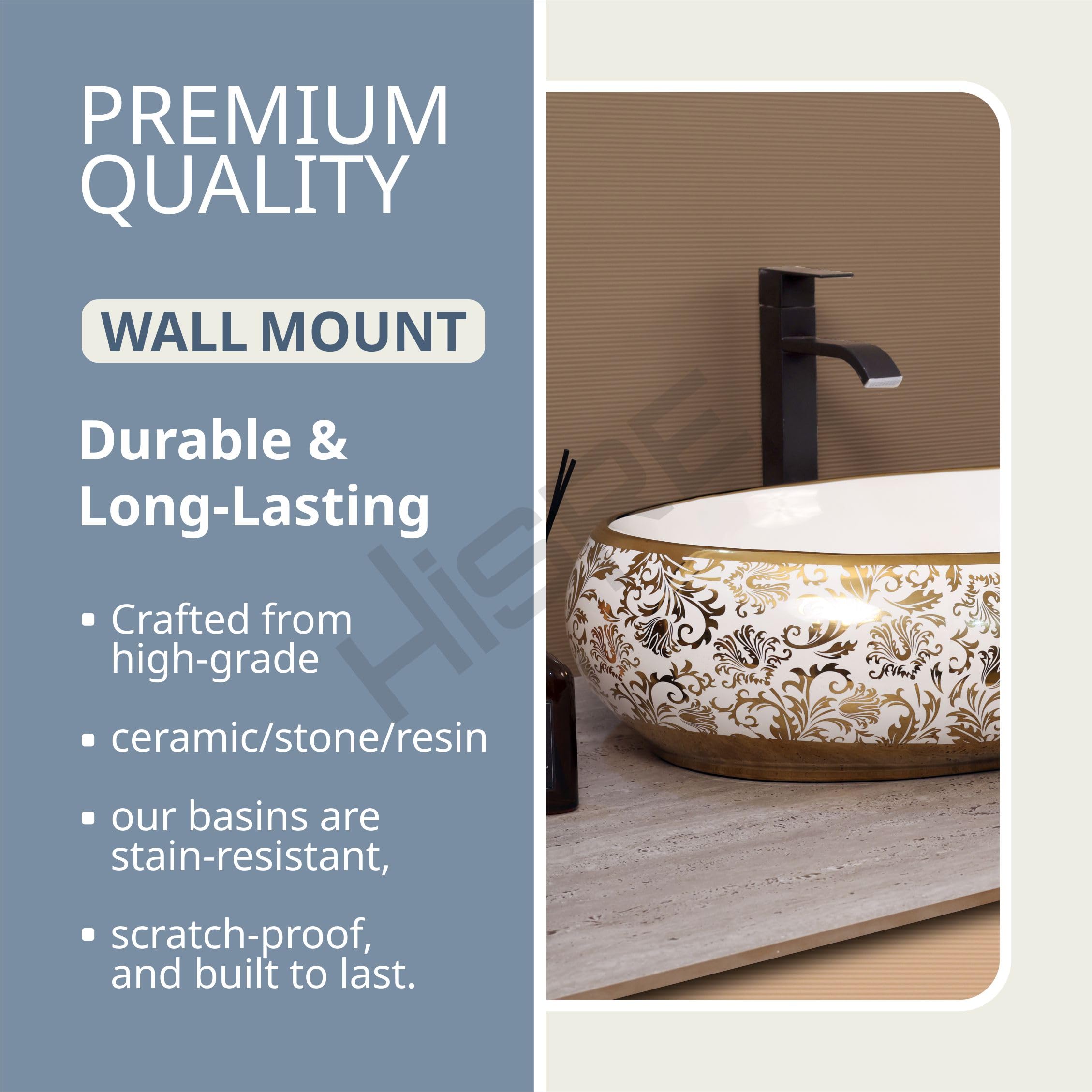 HISRE Ceramic Wash Basin - Tabletop Sink for Bathroom & Living Room -8 HISRE Ceramic Wash Basin - Tabletop Sink for Bathroom & Living Room -8
