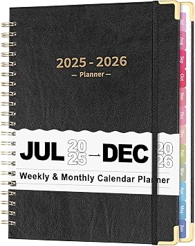 Fetinar 8.5" x 11" Academic Planner 2025-2026 July 2025 - June 2026 |Monthly Weekly Daily Hardcover | Teacher Student School Office Organizer with Tabs & Storage Black