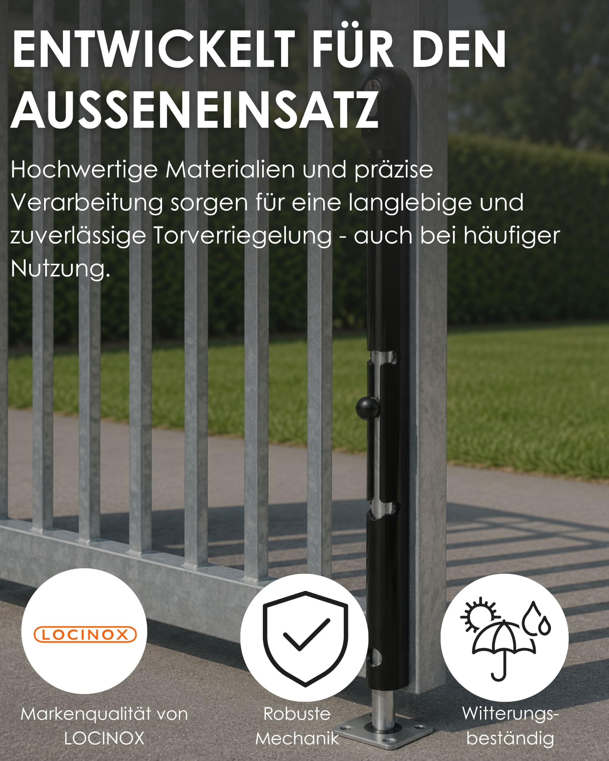 LOCINOX KEYDROP Bolzenstangenriegel abschließbar RAL 9005 Schwarz