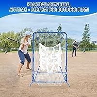 Vista 8 de 6FT Baseball Pitching net, 9-Pocket Pitcher Net with Strike Zone, Adjustable Height Target Throwing Trainer, Baseball Softball Practice Net with