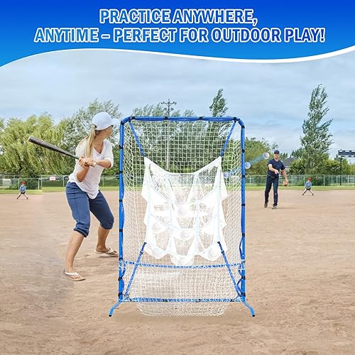 Miniatura 8 de 6FT Baseball Pitching net, 9-Pocket Pitcher Net with Strike Zone, Adjustable Height Target Throwing Trainer, Baseball Softball Practice Net with