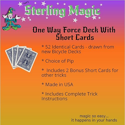 Miniatura 2 de Ted's Sterling Magic Kit de truco de bicicleta unidireccional con cartas cortas adicionales, corazones traseros azules (ocho)