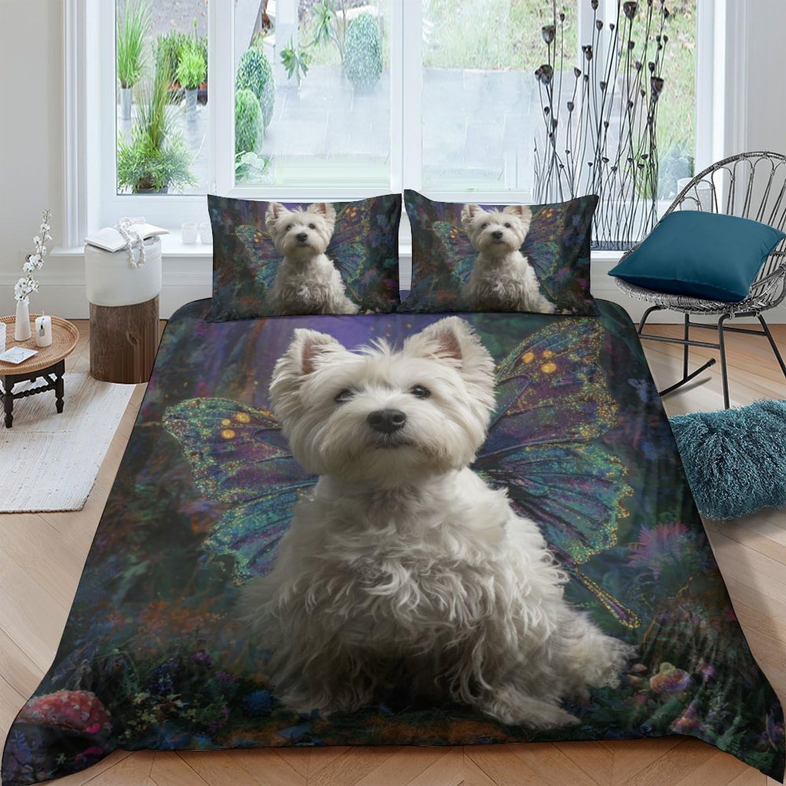 Housse de couette chien single 140x200cm hypoallergénique et douce pour peaux sensibles