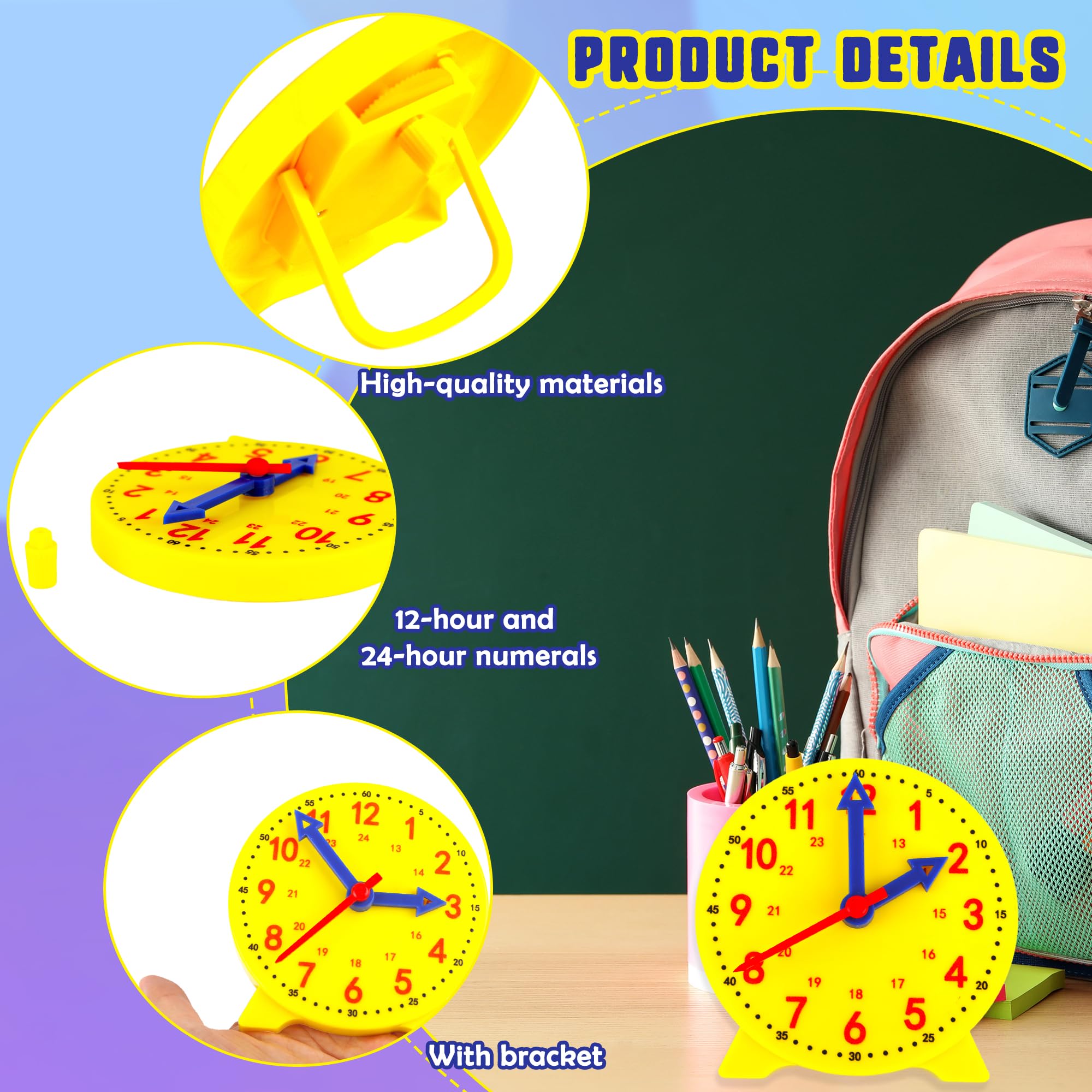 Octaday 28 Pcs 4 inch Teaching Clock Kit to Tell Time Learning Clock ...