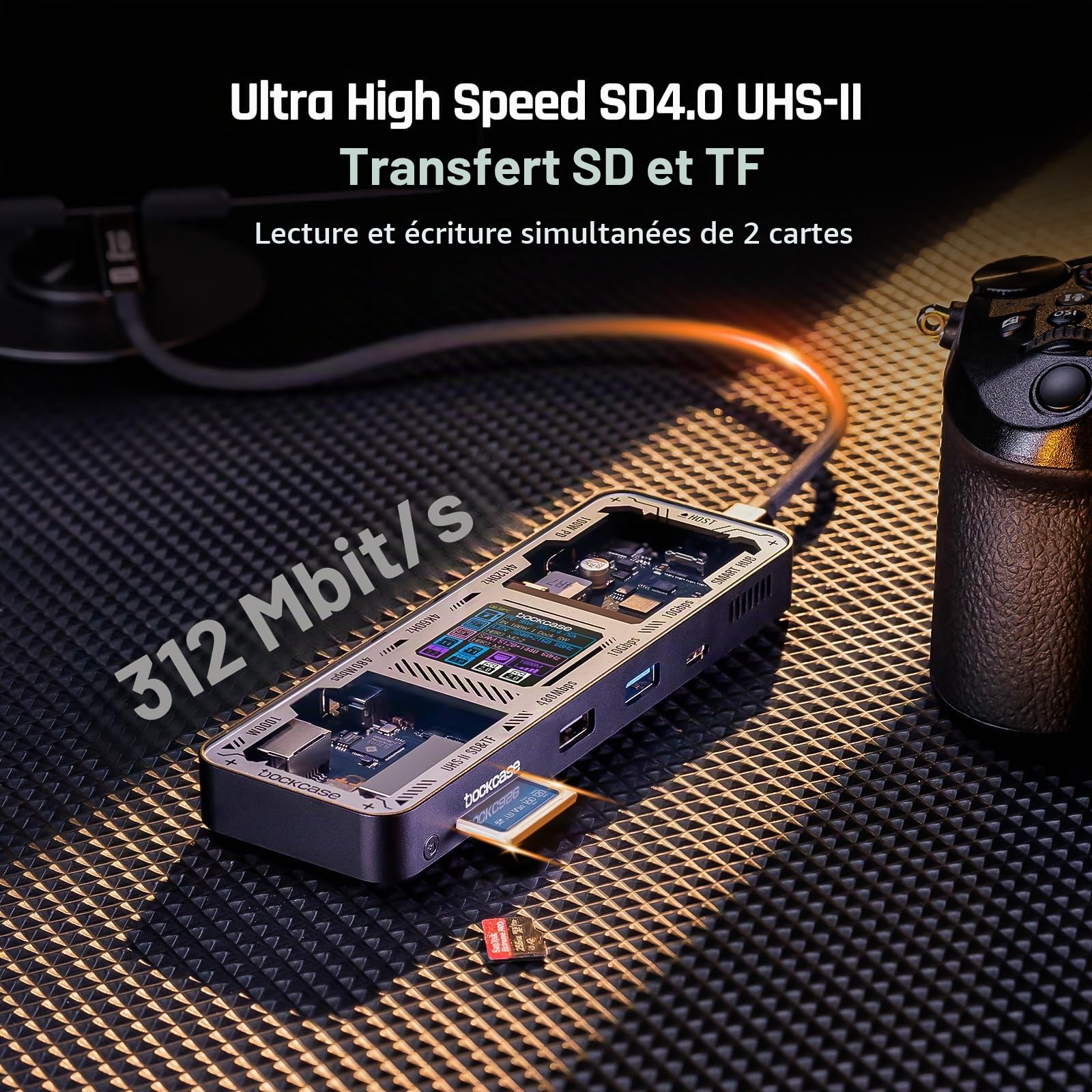 DOCKCASE Hub USB-C 10 en 1 Pro, Double HDMI 2.1 et 2.0 4K@60Hz, PD 3.0 100W, Ethernet RJ45, 2 USB 3.2 10Gbps, 2 USB 2.0, Lecteur de Cartes UHS-II SD/TF, Station d'accueil USB-C pour MacBook Pro/Air