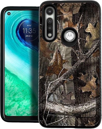 CasesOnDeck Funda compatible con Motorola Moto G Power (2020) Armadura cepillada Carcasa híbrida de doble capa (camuflaje de árbol)
