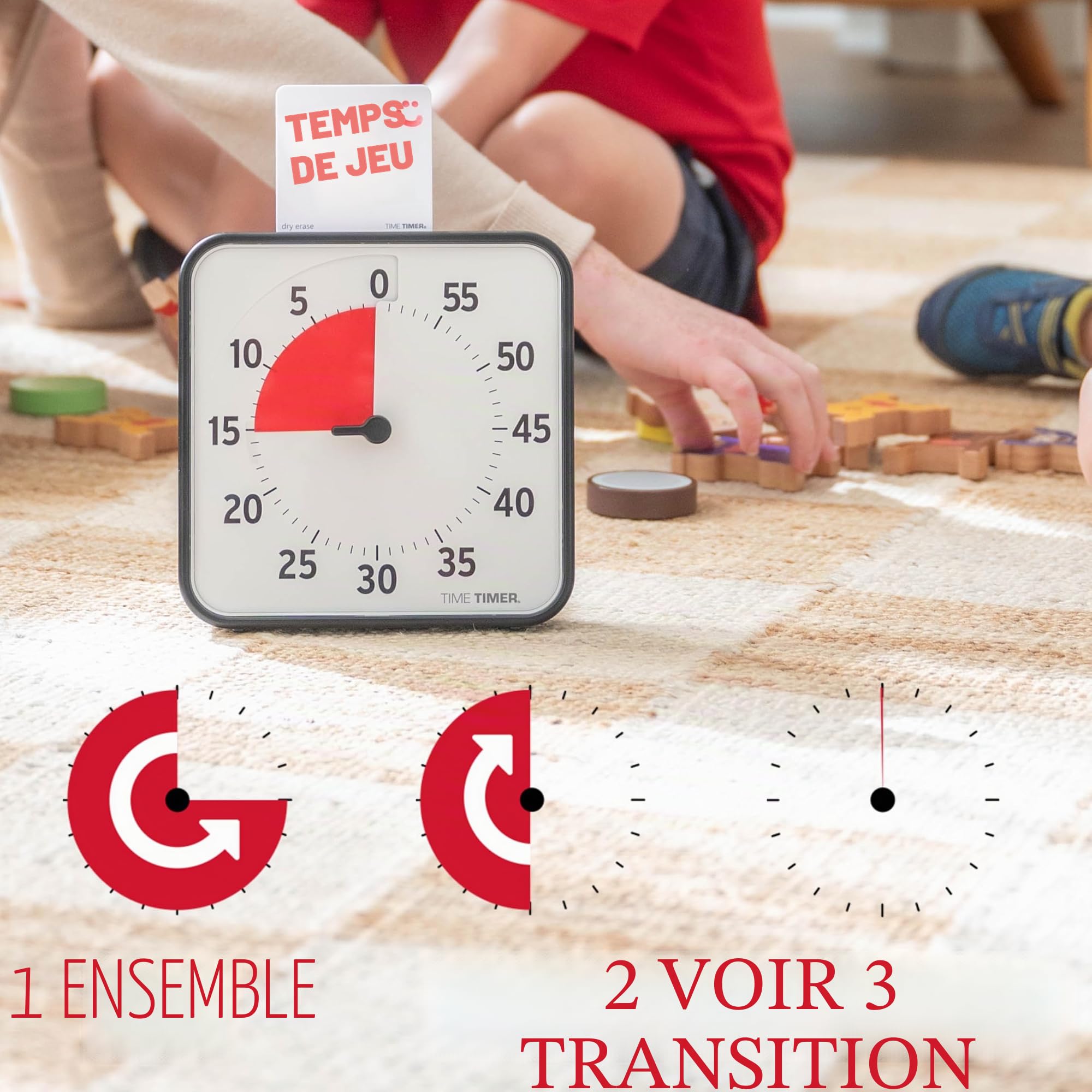 Time Timer Original Medium 19x19cm - Minuterie Visuelle de 60 Minutes Magnétique - Compte à rebours de la Salle de Classe ou de la réunion pour Enfants et Adultes (Noir) TT08B-W