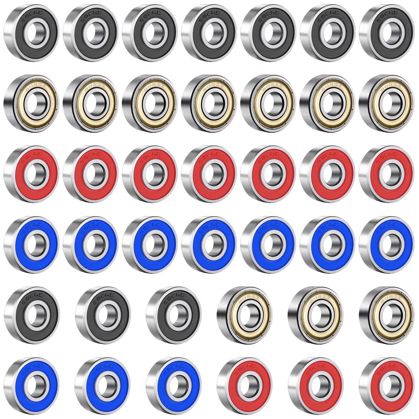 50 Pezzi 608 ZZ Cuscinetti A Sfera,8 Mm X 22 Mm X 7 Mm Cuscinetto A Sfera Con Coperchio Antipolvere In Metallo,ABEC-7 Skateboard Cuscinetto A