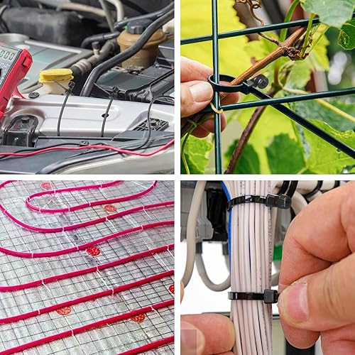 Miniatura 3 de Paquete de 300 bridas negras con orificio de montaje para tornillo, correas de cremallera resistentes de 90 libras para montaje, diseño profesional