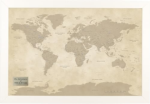 Miniatura 23 de Push Pin Travel Maps Pósteres e impresiones – Mapa de pines enmarcado negro rústico – 27.5 x 39.5 pulgadas – 8 opciones de marco hecho a mano –