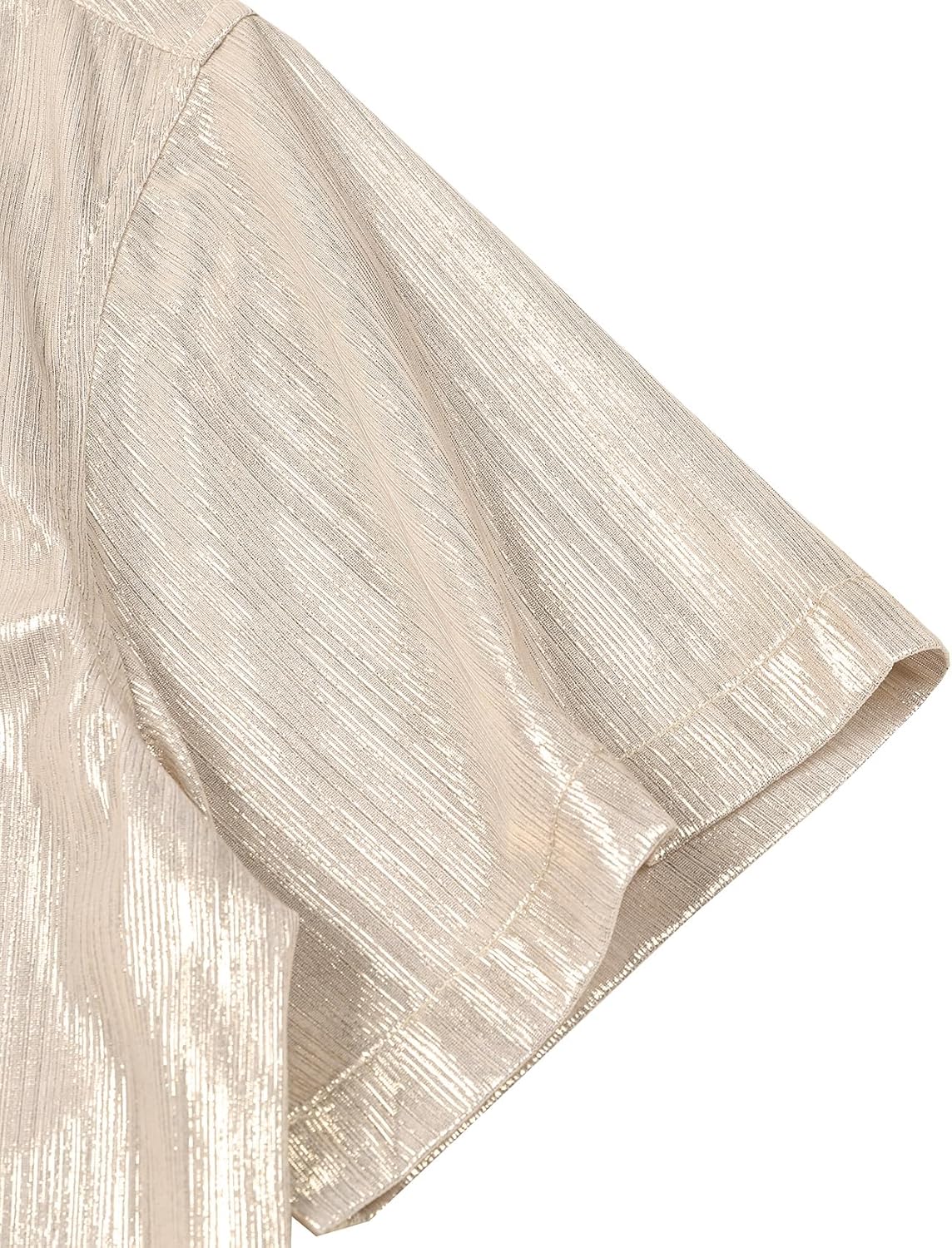 ZEROYAA Men 70s Shiny Short Sleeve Button Down Shirt Fashion Sparkle Disco Dress Shirts - Image 5