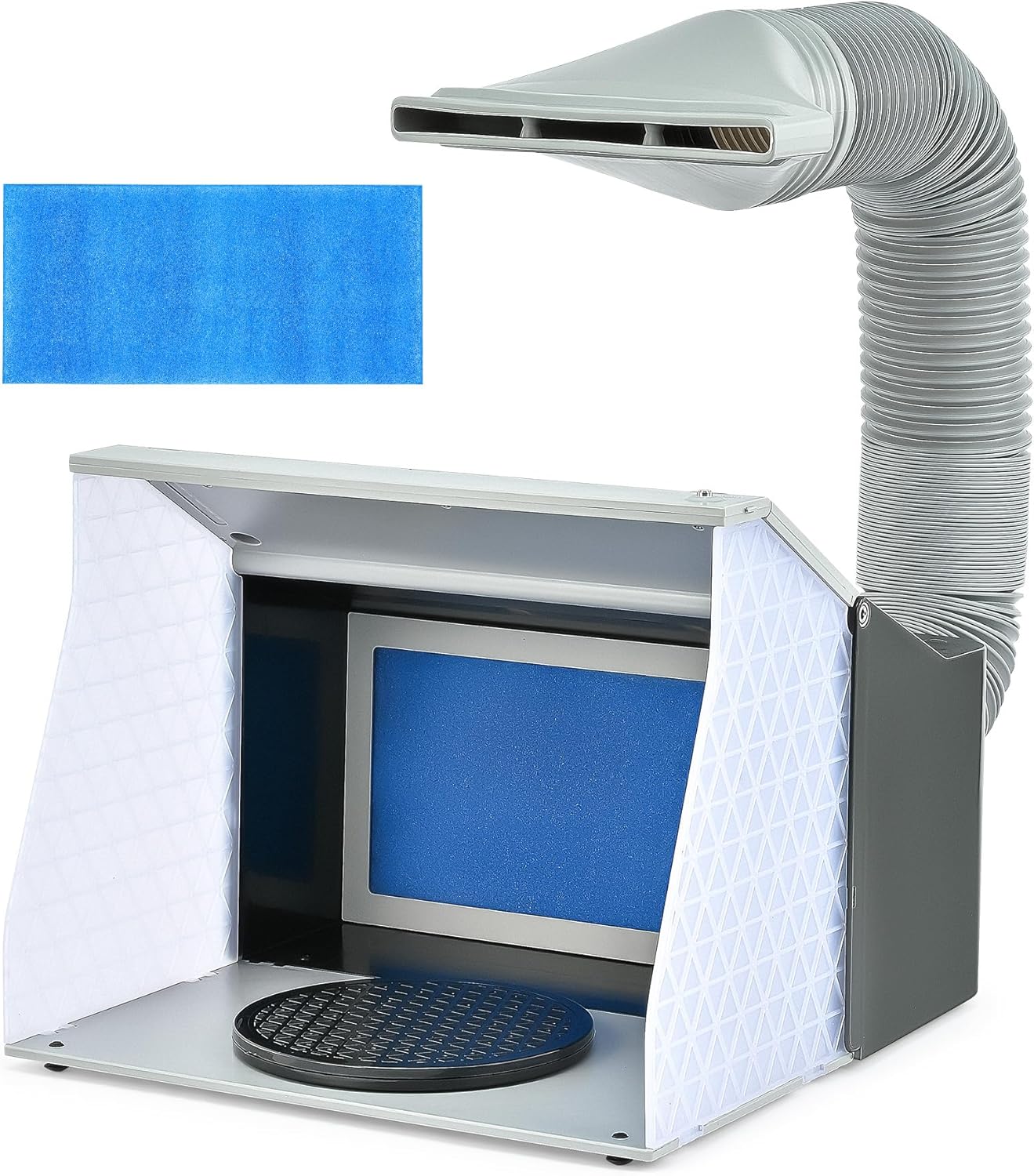 CO-Z Airbrush Spray Booth with Dual Fans & 4 LED Lihts, Folding Painting Booth with 19.5 cm Turntable, Portable Hobby Air Brush Booth with 140 cm Exhaust Hose for DIY Painting Model Craft Cake More