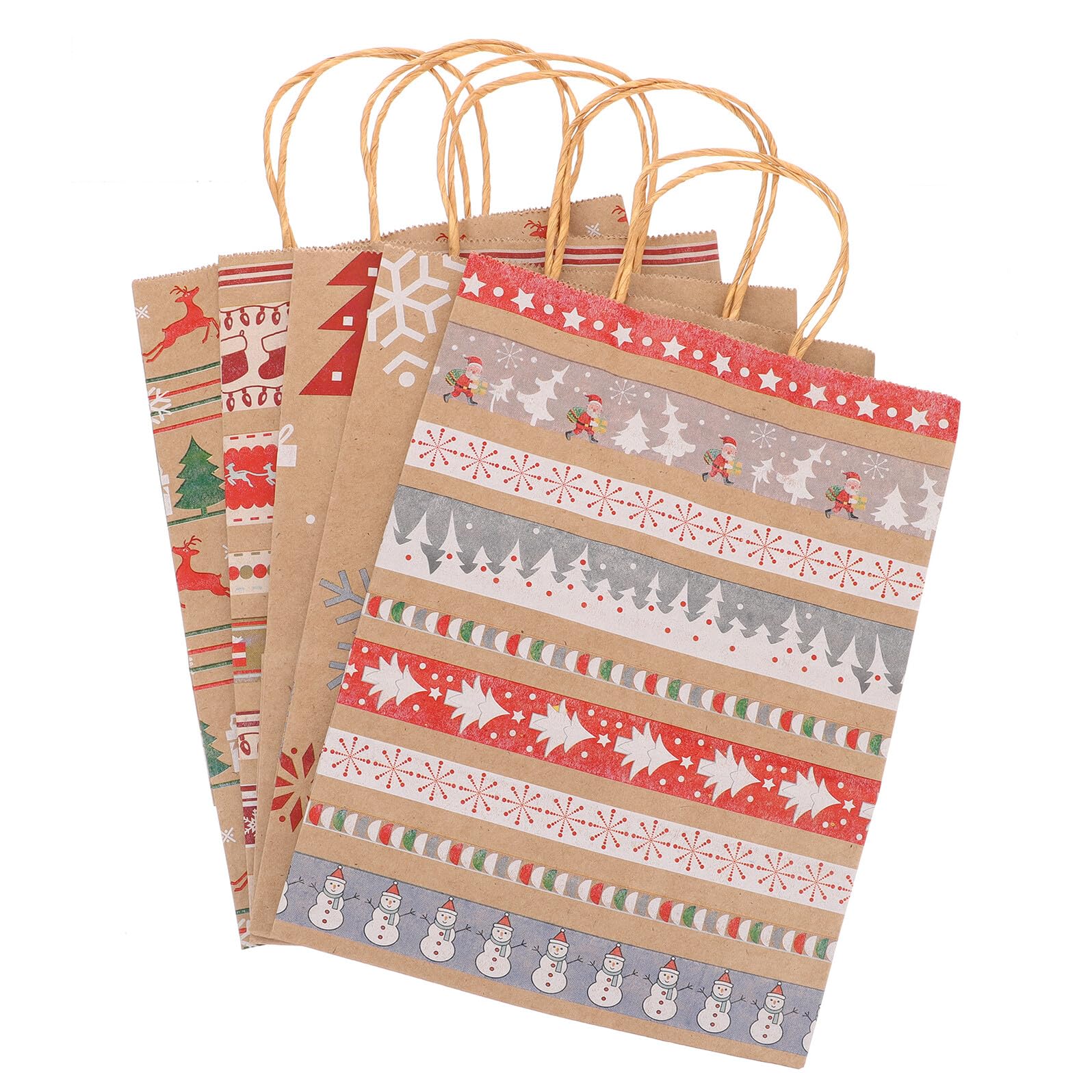 Yardwe Bolsas de Embalaje de Papel Kraft Navideñas 20 Unidades 33X26X12 CM Bolsas de Dulces Multicolor para Regalos y Fiestas