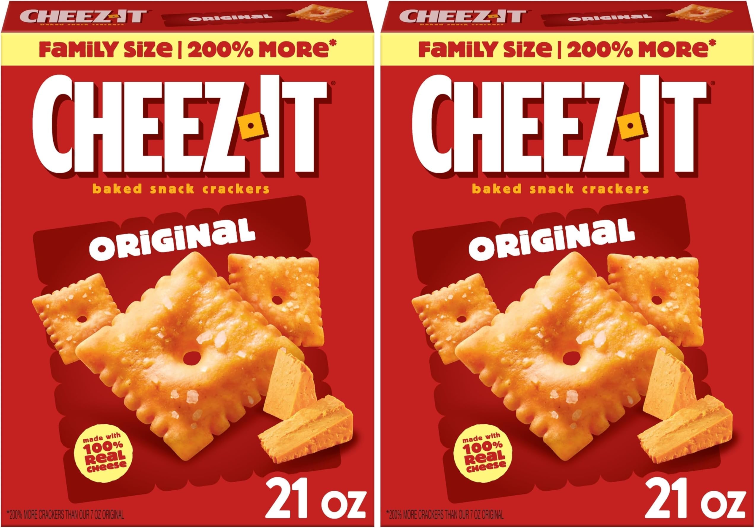 Cheez-It Cheese Crackers, Baked Snack Crackers, Lunch Snacks, Original, 21oz Box (1 Box) (Pack of 2)