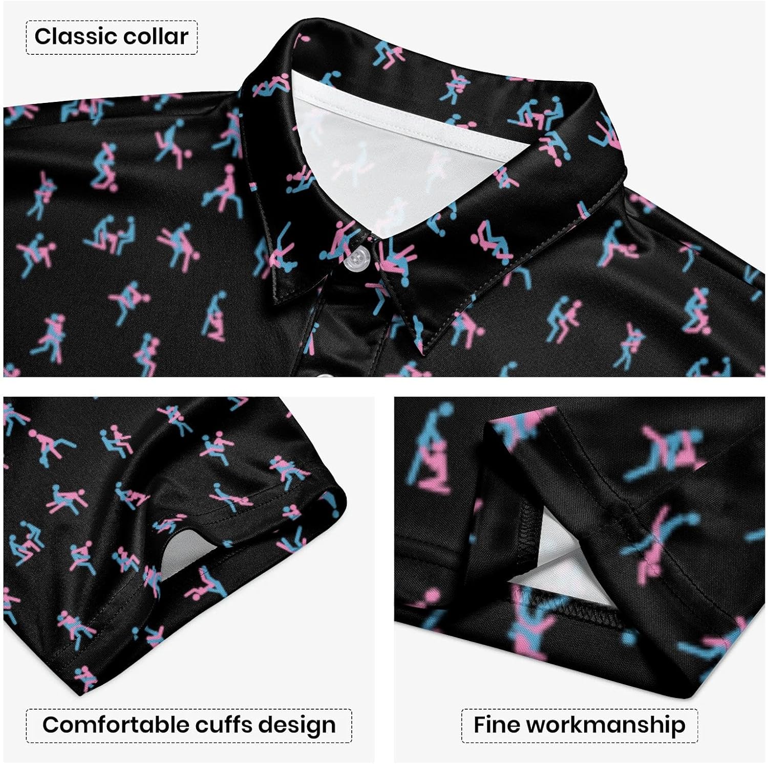 Golf Polo Shirts for Men Funny Print Short Sleeve Golf Shirts Performance Golf Polos